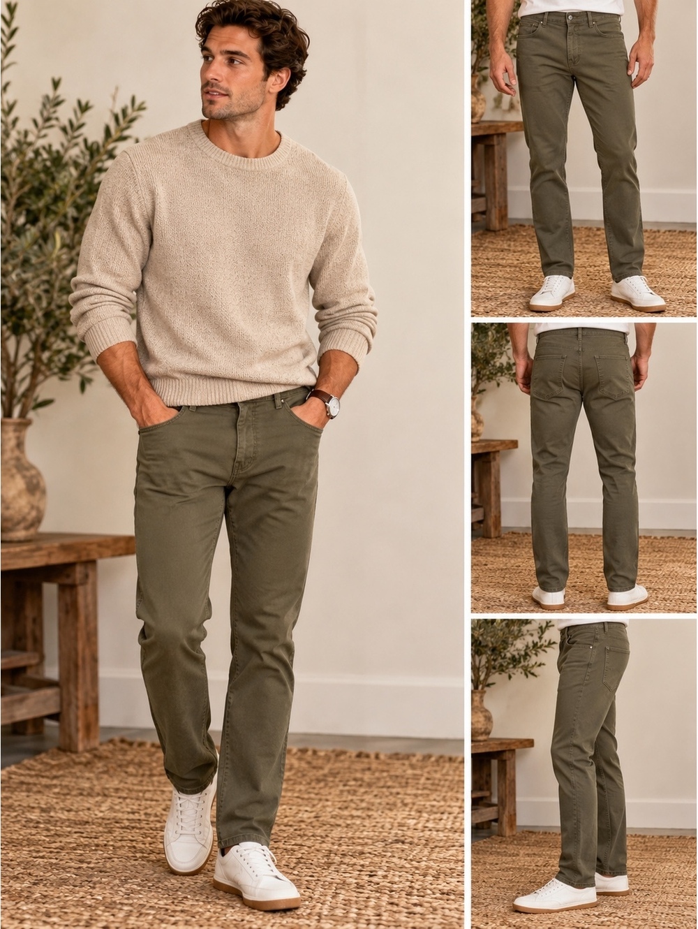 Warp + Weft Amsterdam Slim Fit Denim in Moss Green Streetwear Men’s Sz 36/34